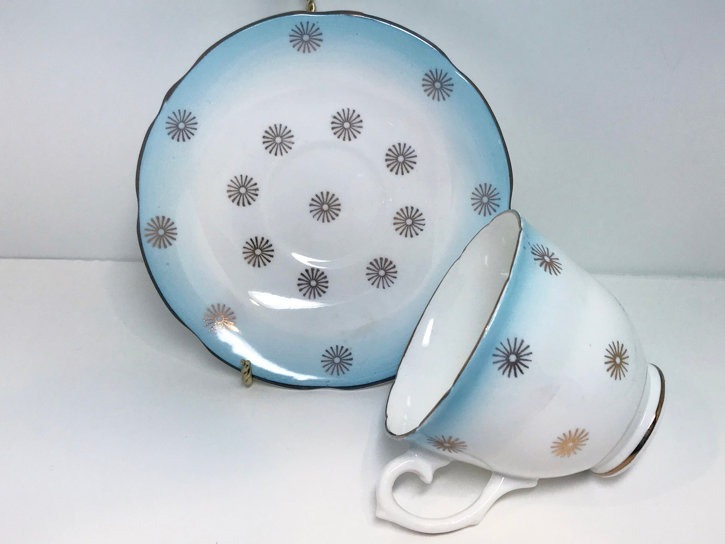 Atomic Tea Cup and Saucer, English Castle Tea Cups, Antique Teacups