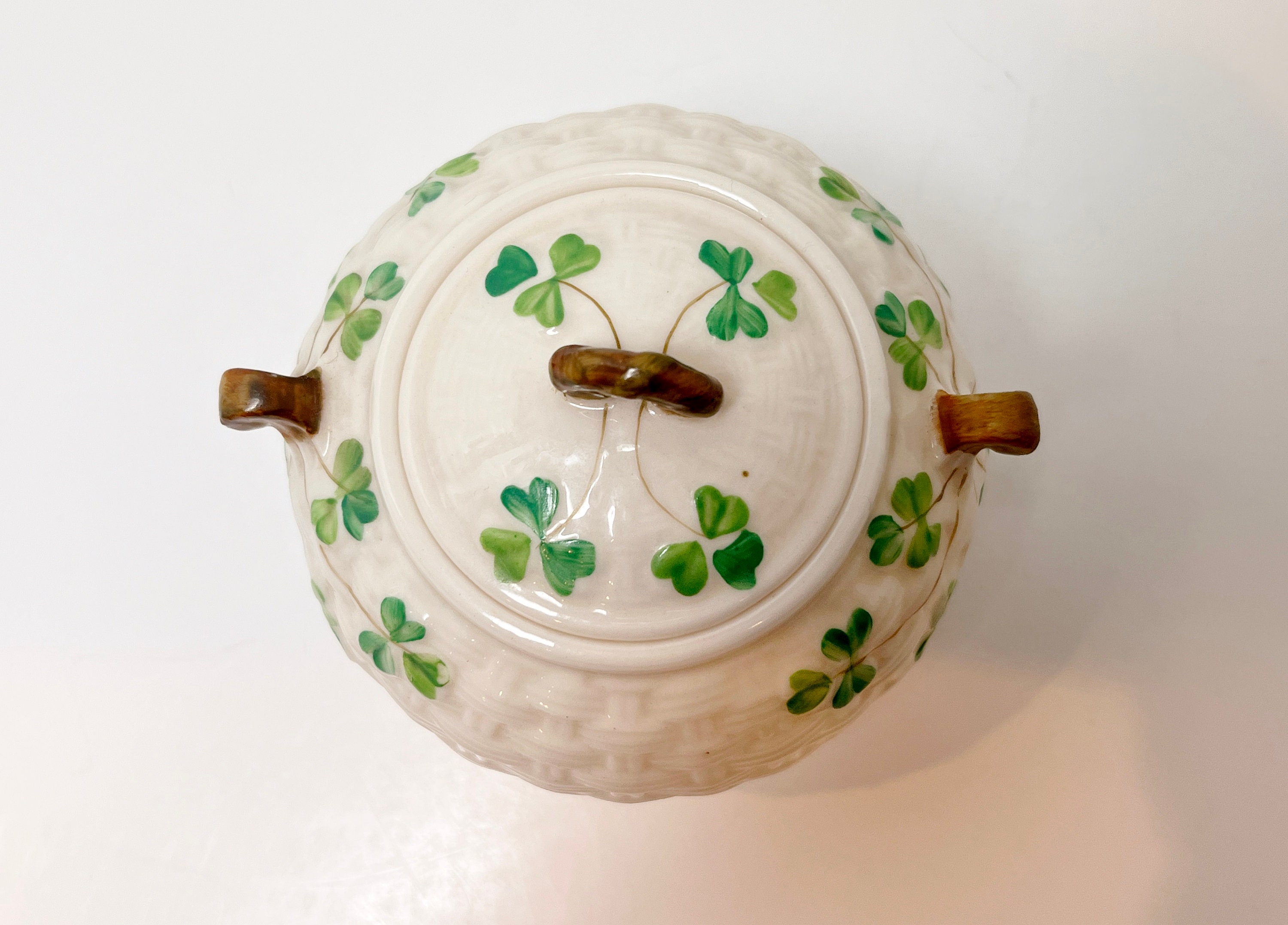 Black Mark Belleek, Belleek Sugar Bowl, Shamrock Ware Bowl, Irish Bowl, Made in Ireland, Belleek