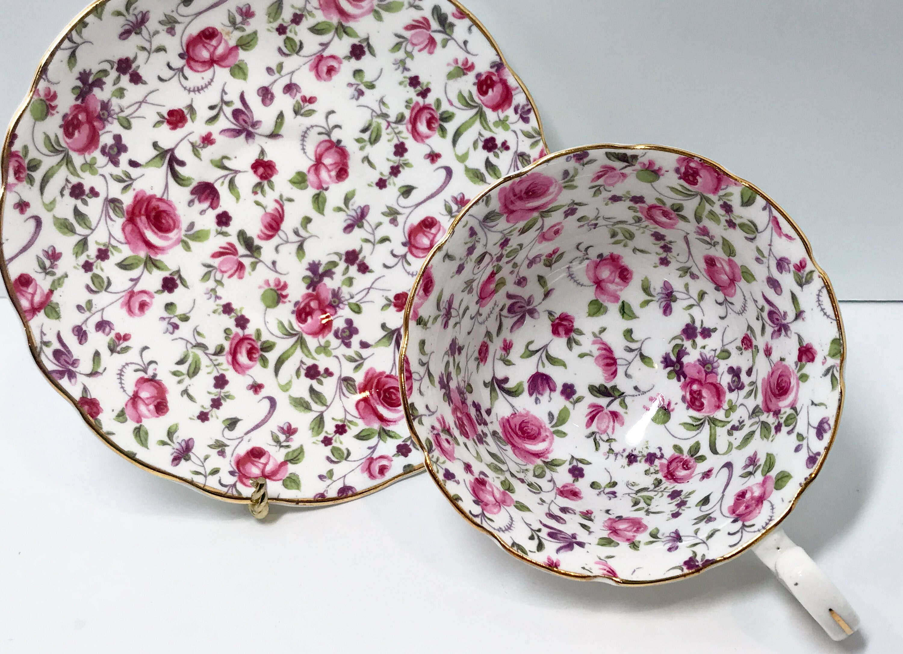 Rose Chintz Tea Cup, Radfords Teacup and Saucer, Antique Teacups, English Teacups, Tea Cups