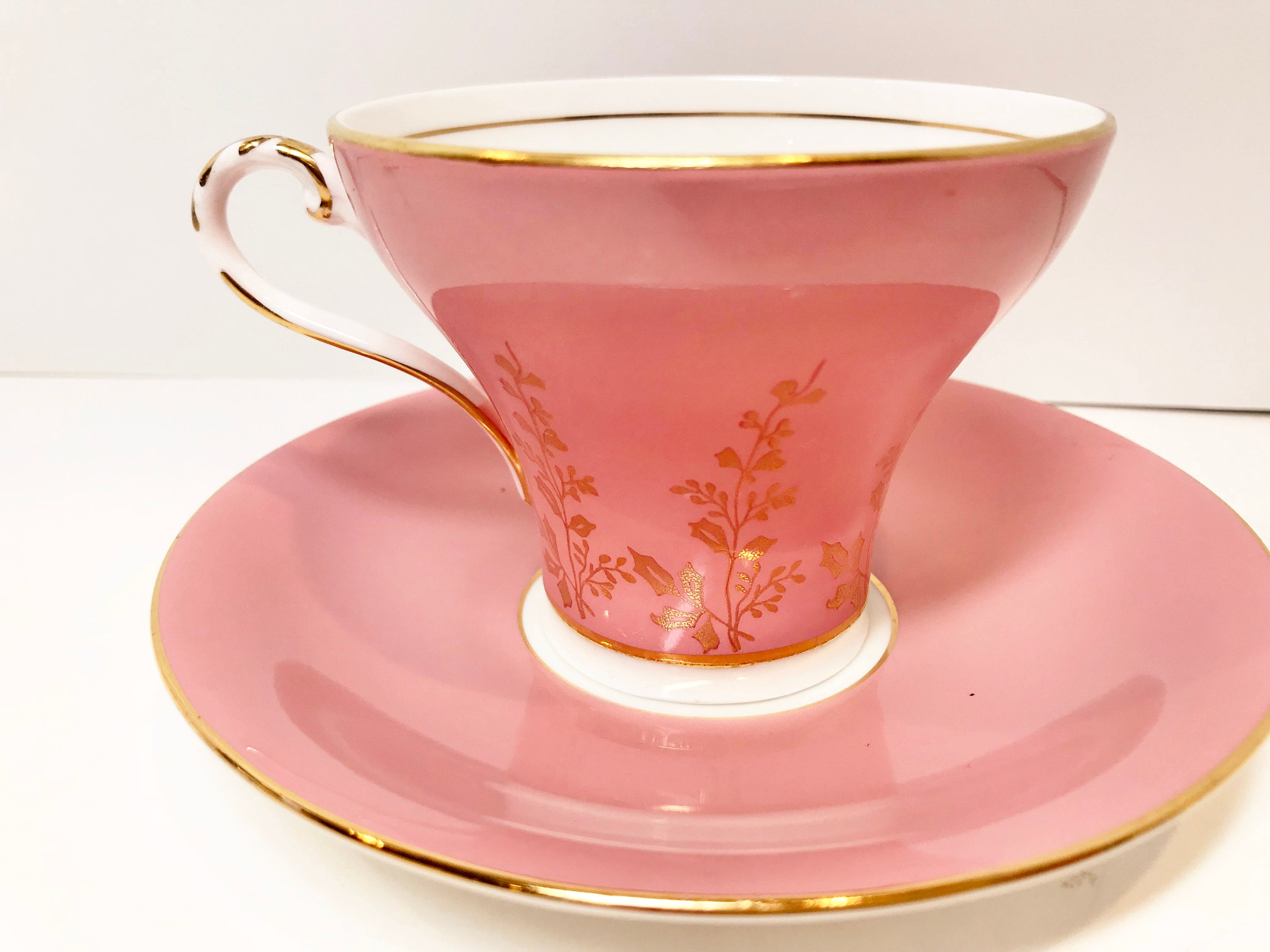 Pink Aynsley Tea Cup and Saucer, English Bone China Cups, Antique Tea
