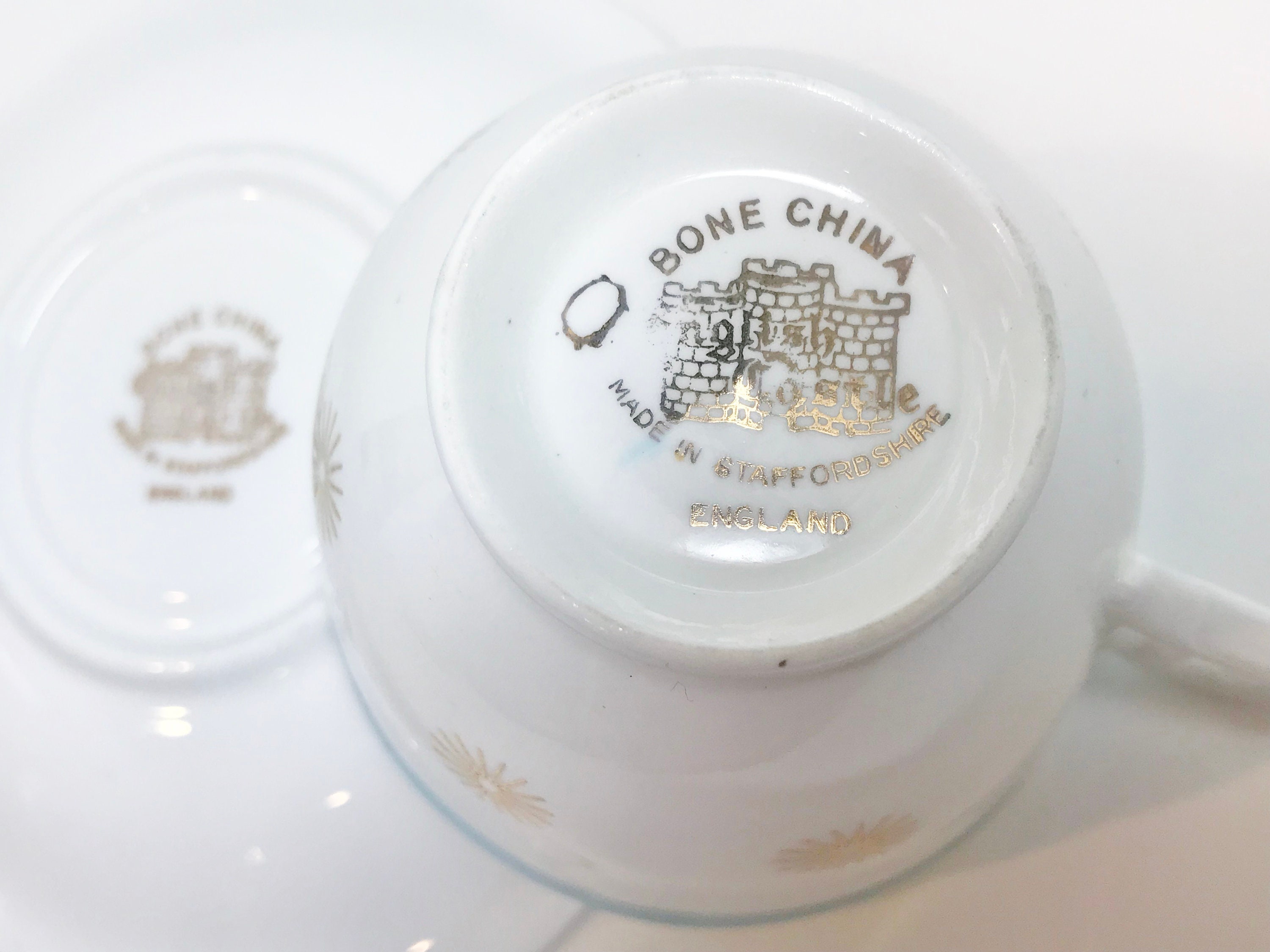 Atomic Tea Cup and Saucer, English Castle Tea Cups, Antique Teacups