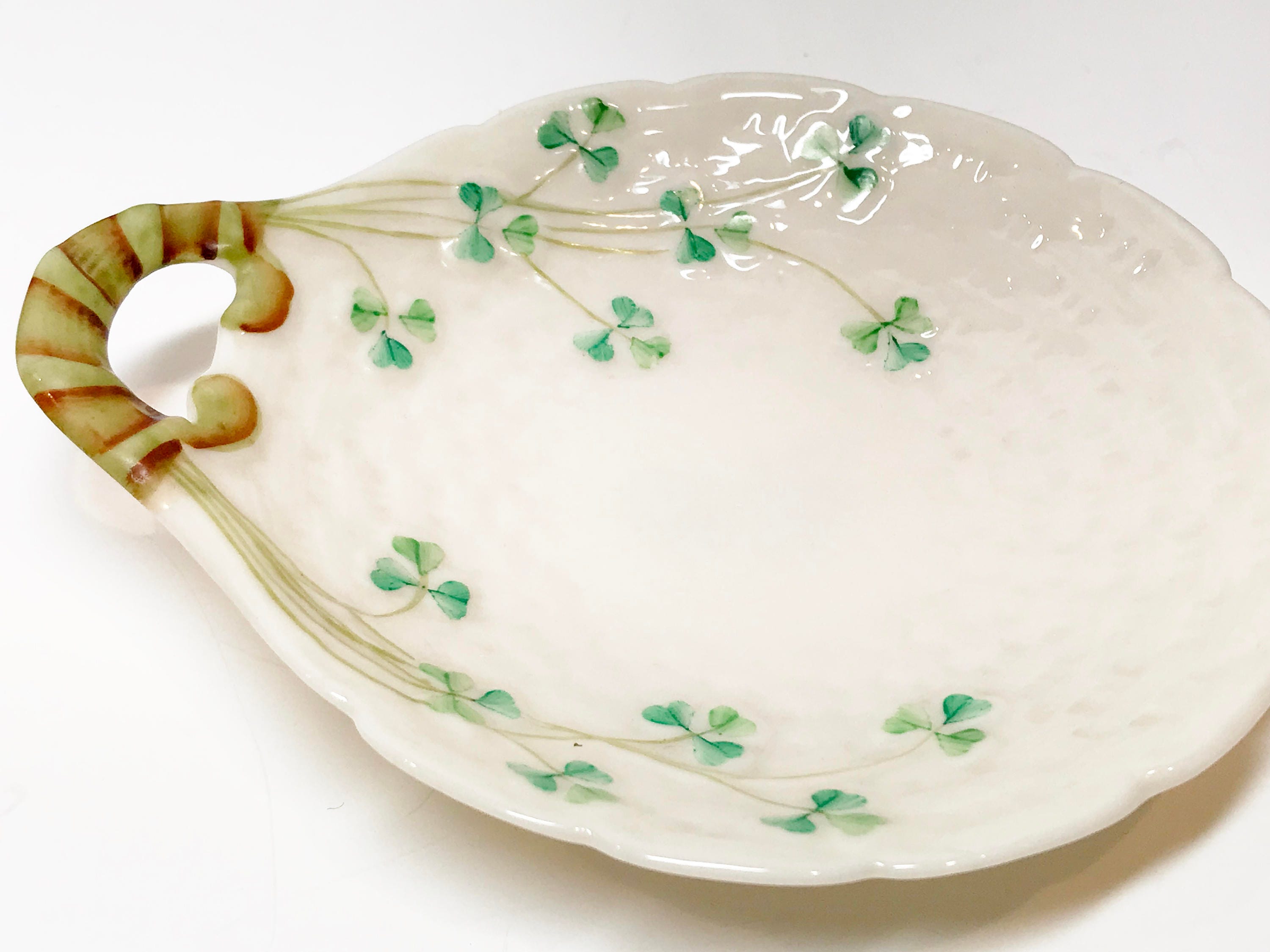 Belleek Shamrock Ware Butter Plate, Belleek China, Irish Belleek Butter