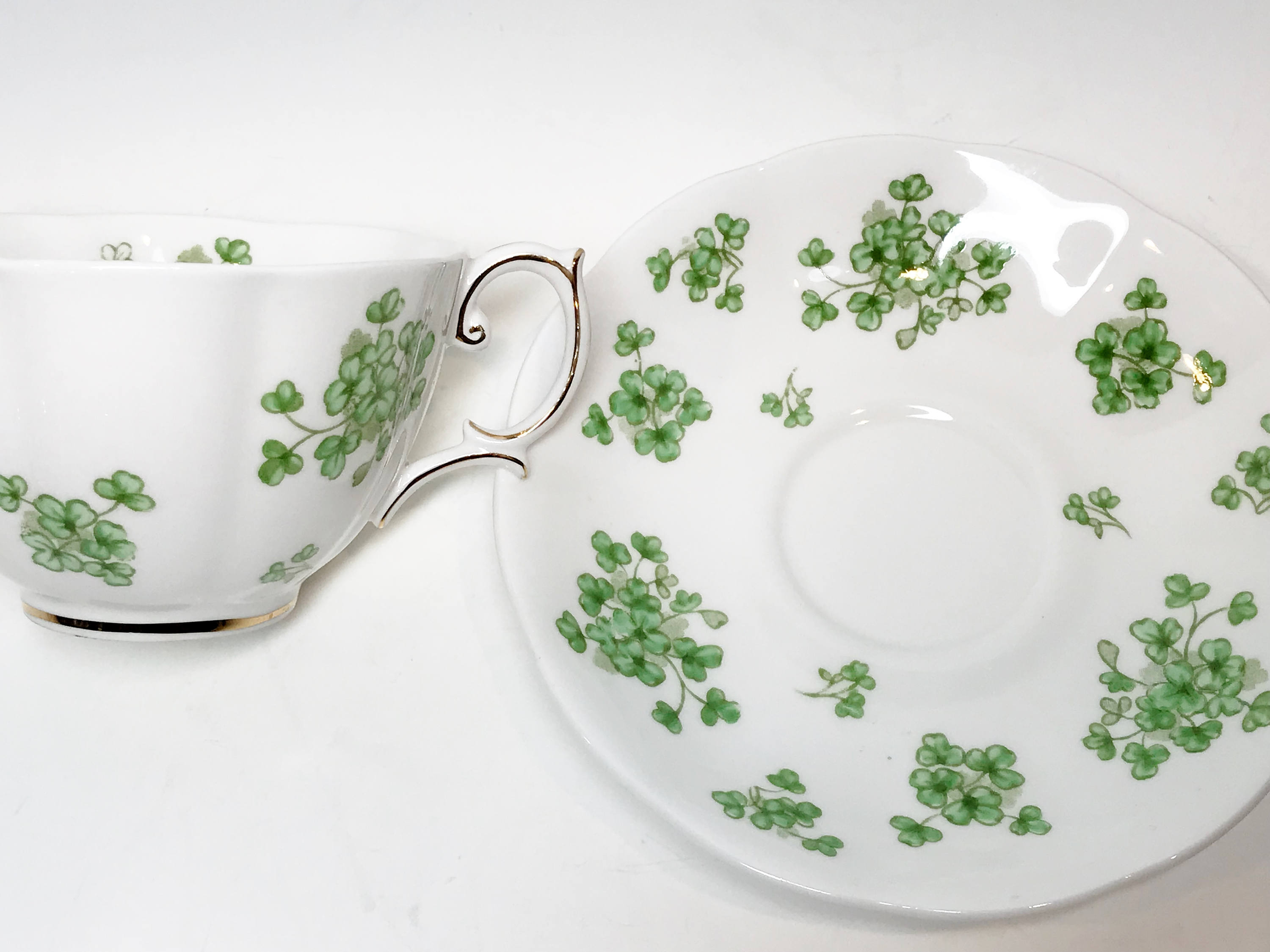 Shamrock Royal Albert Tea Cup and Saucer, Antique Tea Cups, English