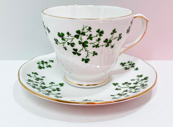 Shamrock Teacup and Saucer , Royal Winchester Tea Cup and Saucer , Bone China Cup , Shamrock Tea Cup , Irish Teacup , Gift for Him