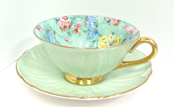 Shelley Teacup and Saucer, Oleander Teacup, Shelley China, Melody Pattern, Anniversary Gift, Gift for Her, Gift for Friend, Floral Shelley