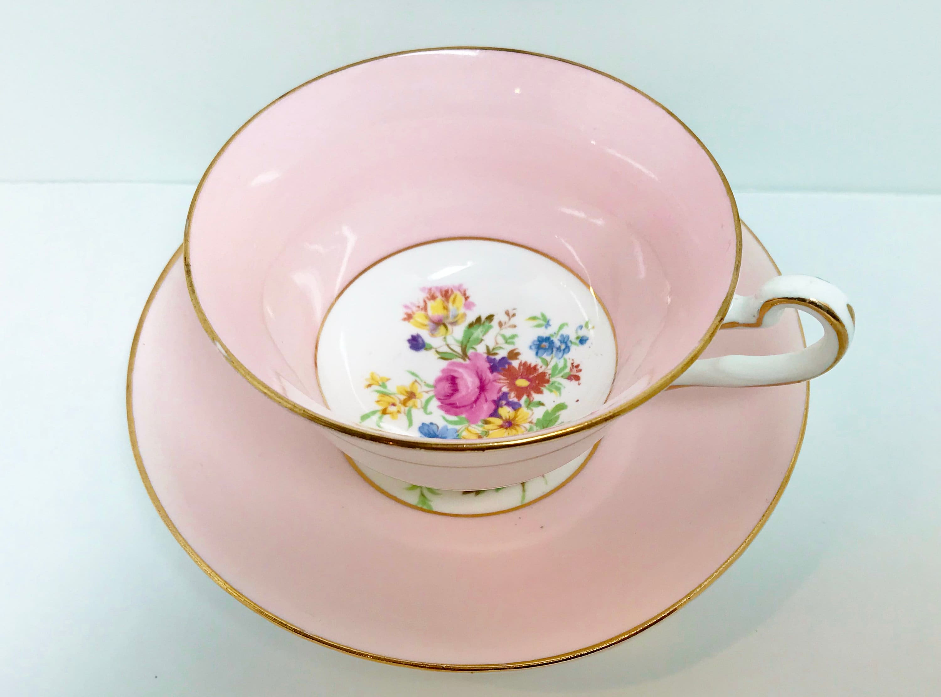 Rosina Teacup and Saucer, Pink Tea Cups, Vintage Teacup, English Bone