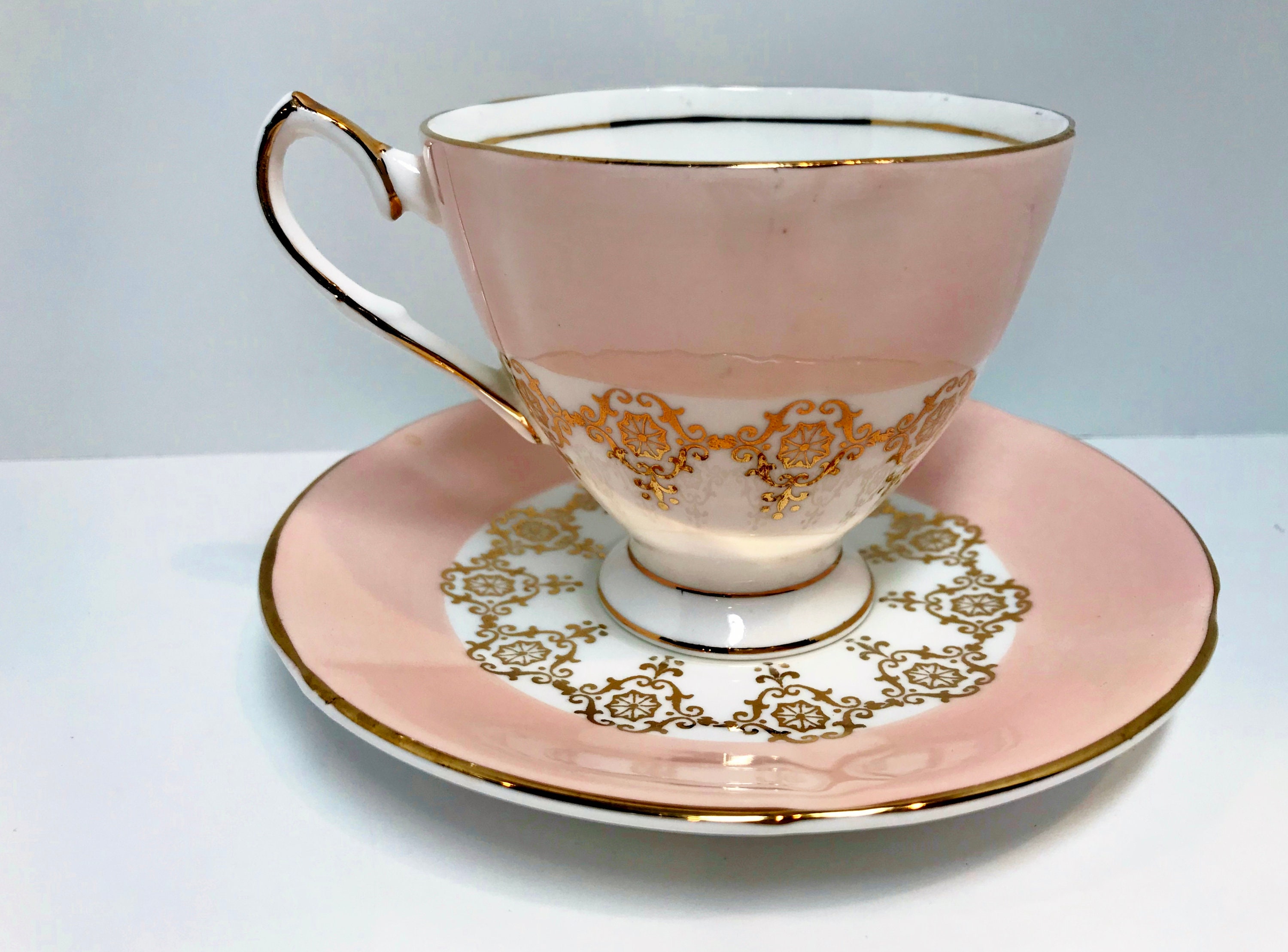 Crown Tea Cup And Saucer English Bone China Cups Antique Tea Cups 