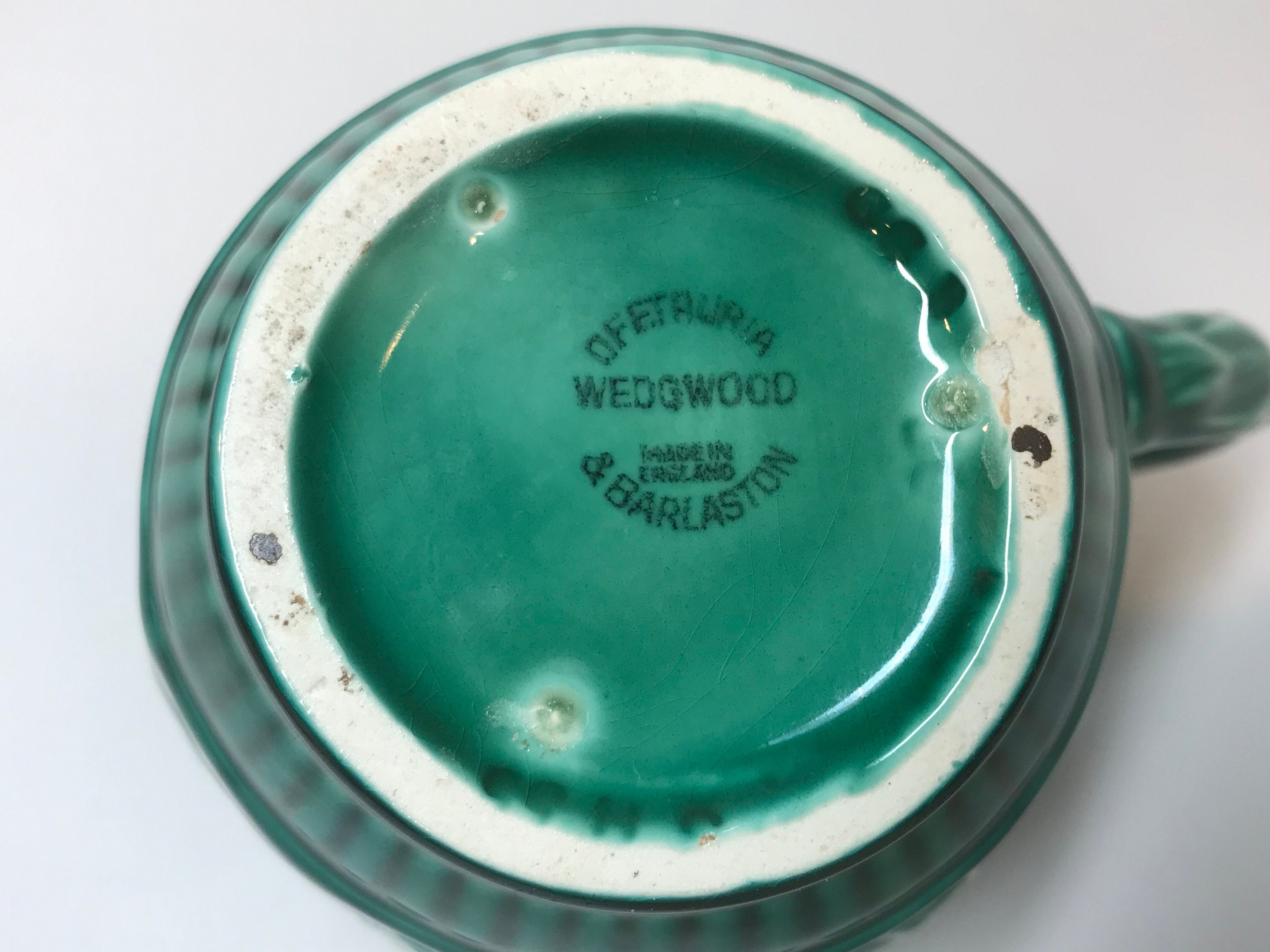 Wedgwood Pitcher, Green Wedgwood Hound Handle Pitcher, Wedgwood of