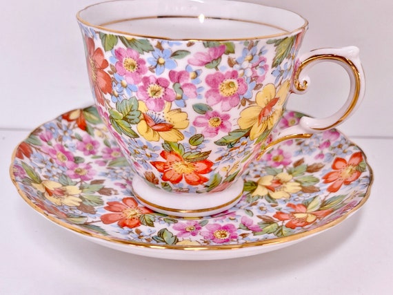 Tuscan Tea Cup , Floral Tea Cup , Vintage Tea Cup , English Bone China Cup, Floral Teacup , Teatime Teacup , Afternoon Tea , Hostess Gift