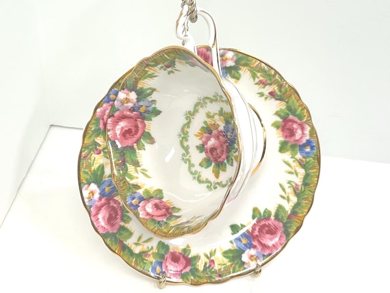 Double Warrant Paragon Teacup and Saucer, Paragon Tapestry Rose, Floral Teacups, Gift for Her, Anniversary Gift, Housewarming Gift
