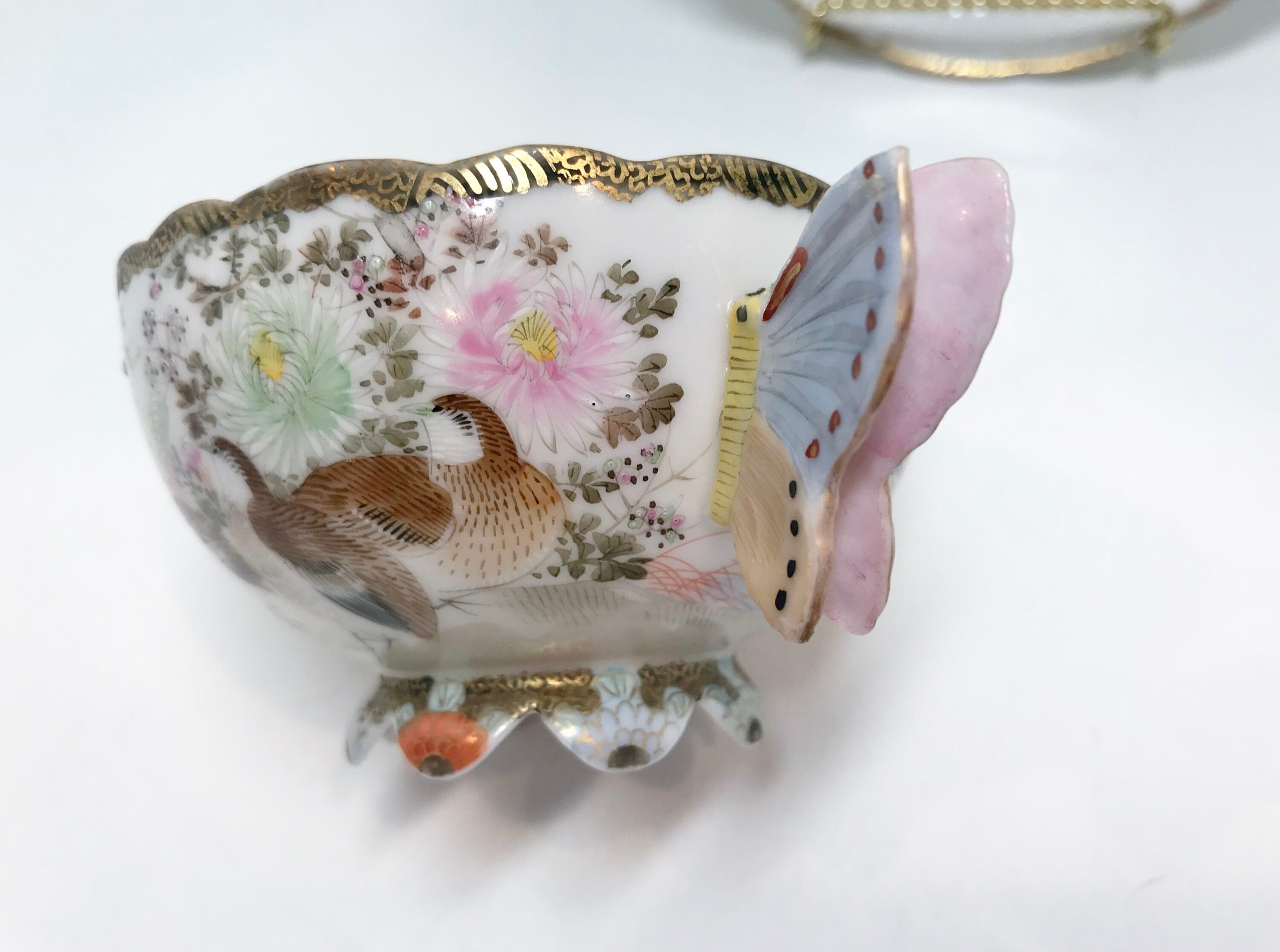 Butterfly Handle Teacup, Kutani Teacup, Butterfly Teacup, Kutani