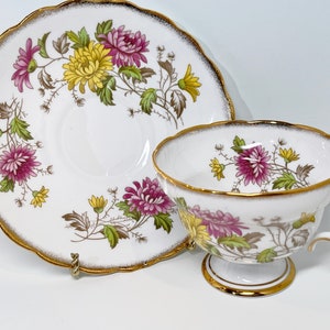 Rosina Tea Cup and Saucer , Bone China Teacup , English Teacup , Floral Tea Cup, English Bone China Cup , Pink Floral Teacup , Gift for Her