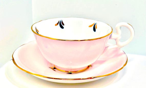 Royal Grafton Pink Bone China Teacup and Saucer: Antique English Tea Cup