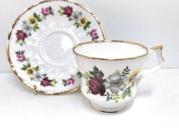Royal Windsor Teacup and Saucer, Floral Teacup, English Bone China, Gift for Her, Anniversary Gift, Gift for Friend, Housewarming Gift