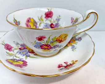 Royal Chelsea Teacup and Saucer Floral Teacup English Teacup Hand Painted Teacup Teatime Teacup Vintage Teacup Antique Gift for Her