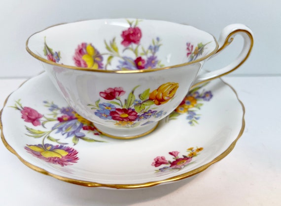 Royal Chelsea Teacup and Saucer Floral Teacup English Teacup Hand Painted Teacup Teatime Teacup Vintage Teacup Antique Gift for Her