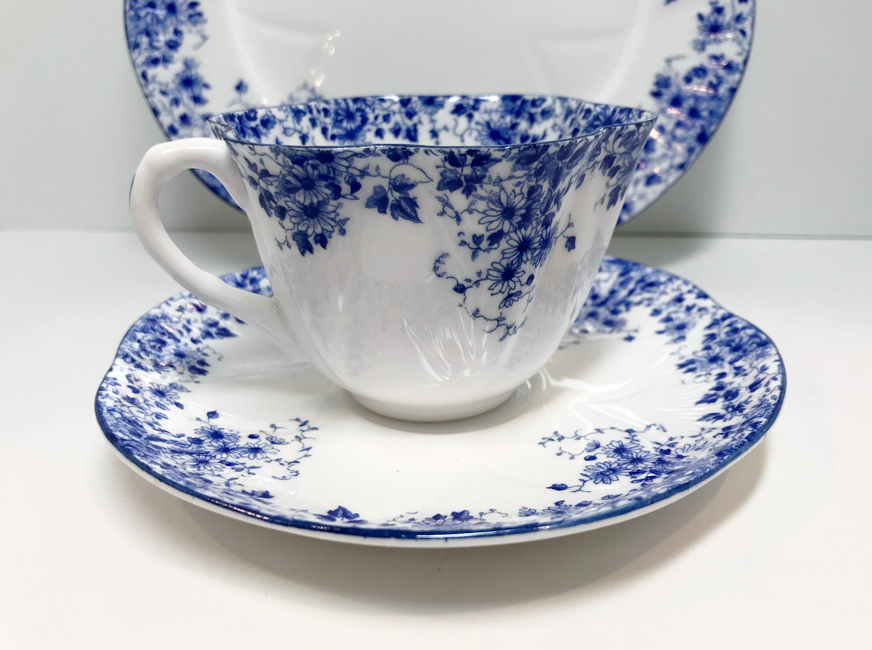 Shelley Dainty Blue Trio, Shelley China, Shelley Tea Cups, Antique Tea