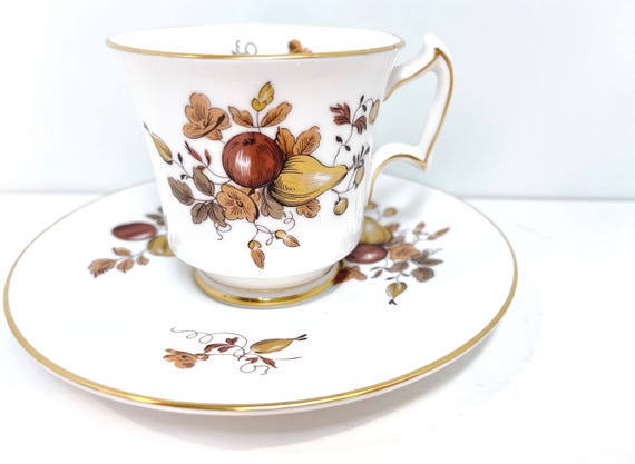 Golden Fruit Teacup, Gift for Her, Royal Chelsea, Anniversary Gift, Housewarming Gift, Gift for Friend, Gift for Him, Birthday Gift