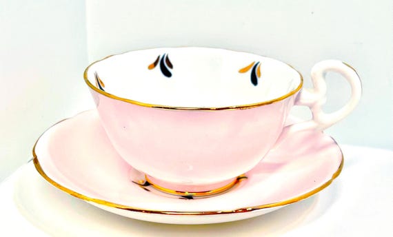 Royal Grafton Pink Bone China Teacup and Saucer: Antique English Tea Cup