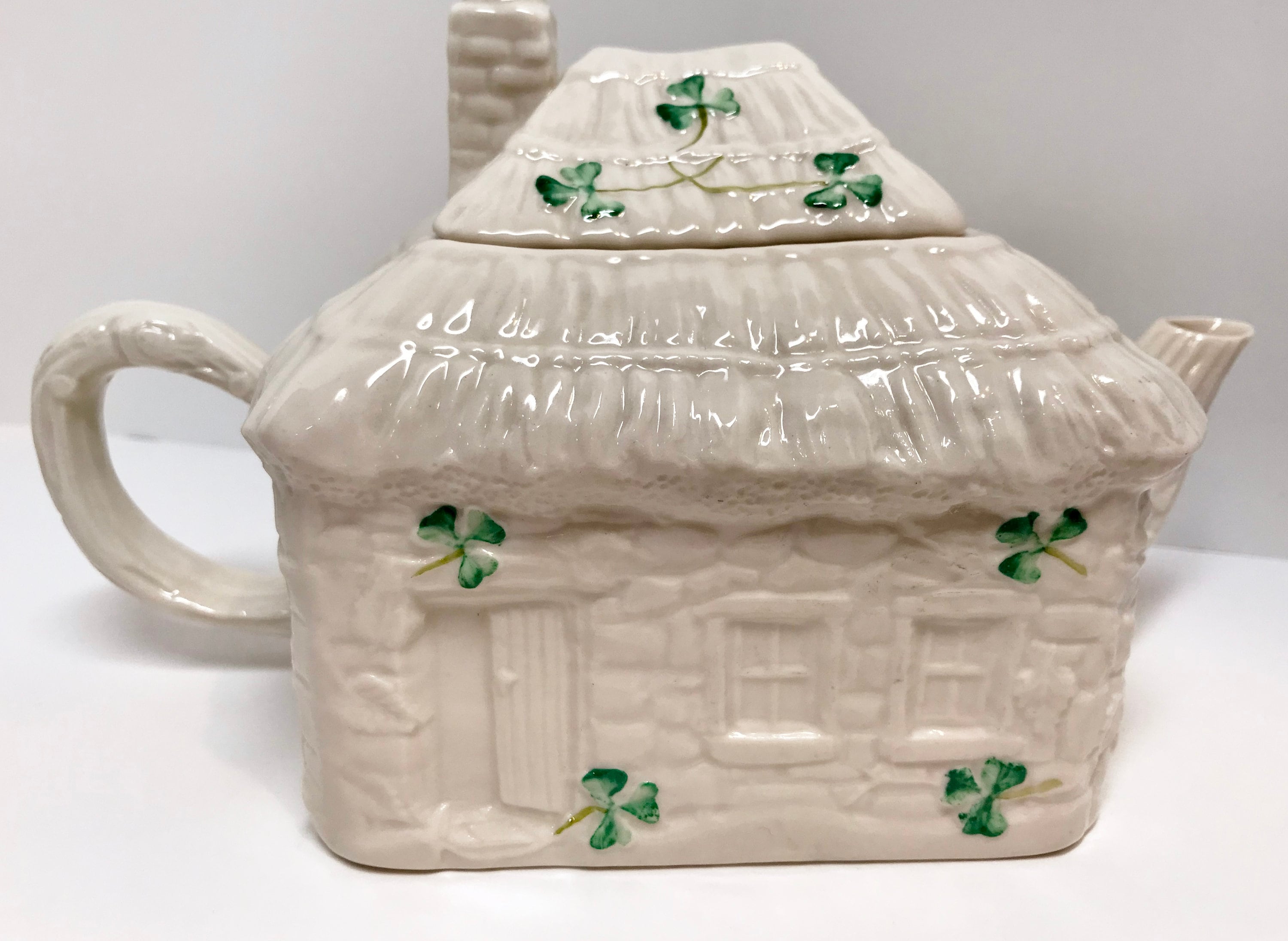 Reserved for SR, Shamrock Cottage Teapot, Belleek Teapot, Irish Teapot