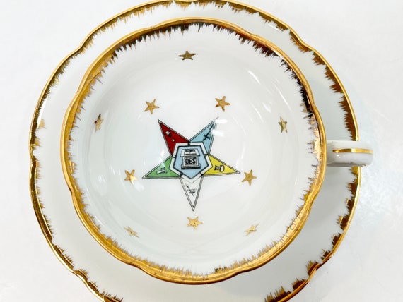 Star Tea Cup , Eastern Star Teacup , Lefton Tea Cup and Saucer ,  Antique Tea Cups Vintage , Masonic Cups , OES Tea Cups