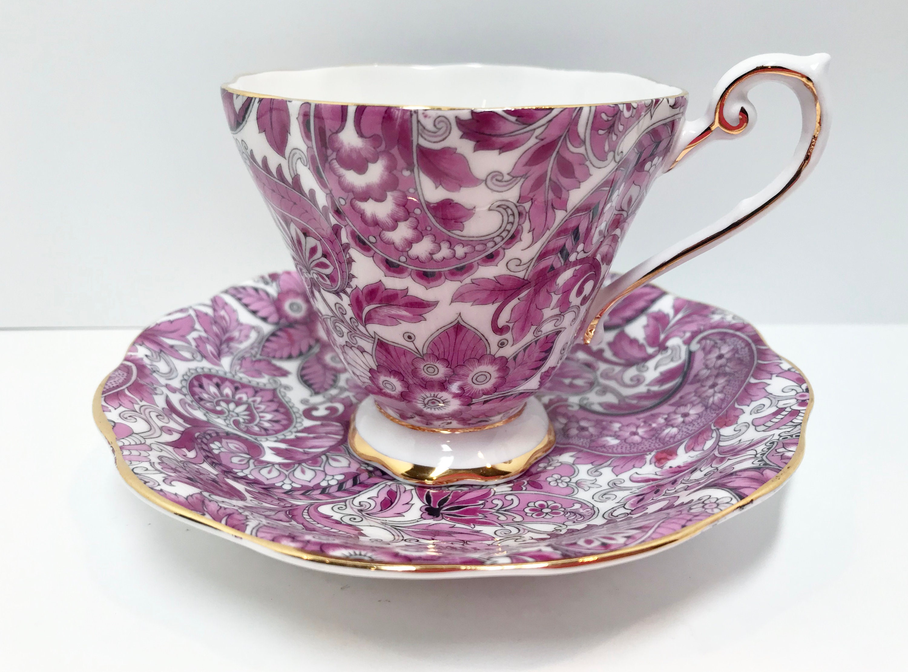 Paisley Royal Standard Tea Cup and Saucer, Antique Teacups Vintage