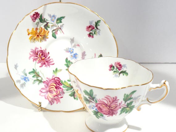 Chrysanthemum Teacup and Saucer: Hammersley Autumn Glory