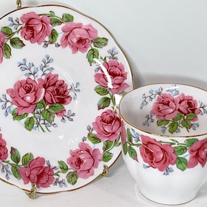Lady Alexander Rose by Queen Anne , Tea Cup and Saucer , Floral Tea Cup , English Bone China , Afternoon Tea