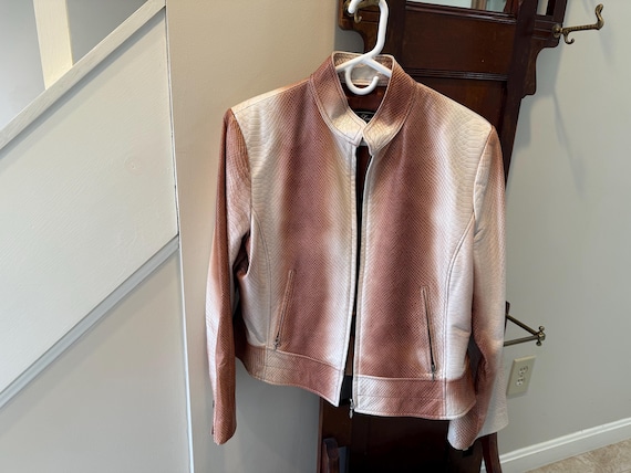 Woman's Leather Jacket: Brown with zippers