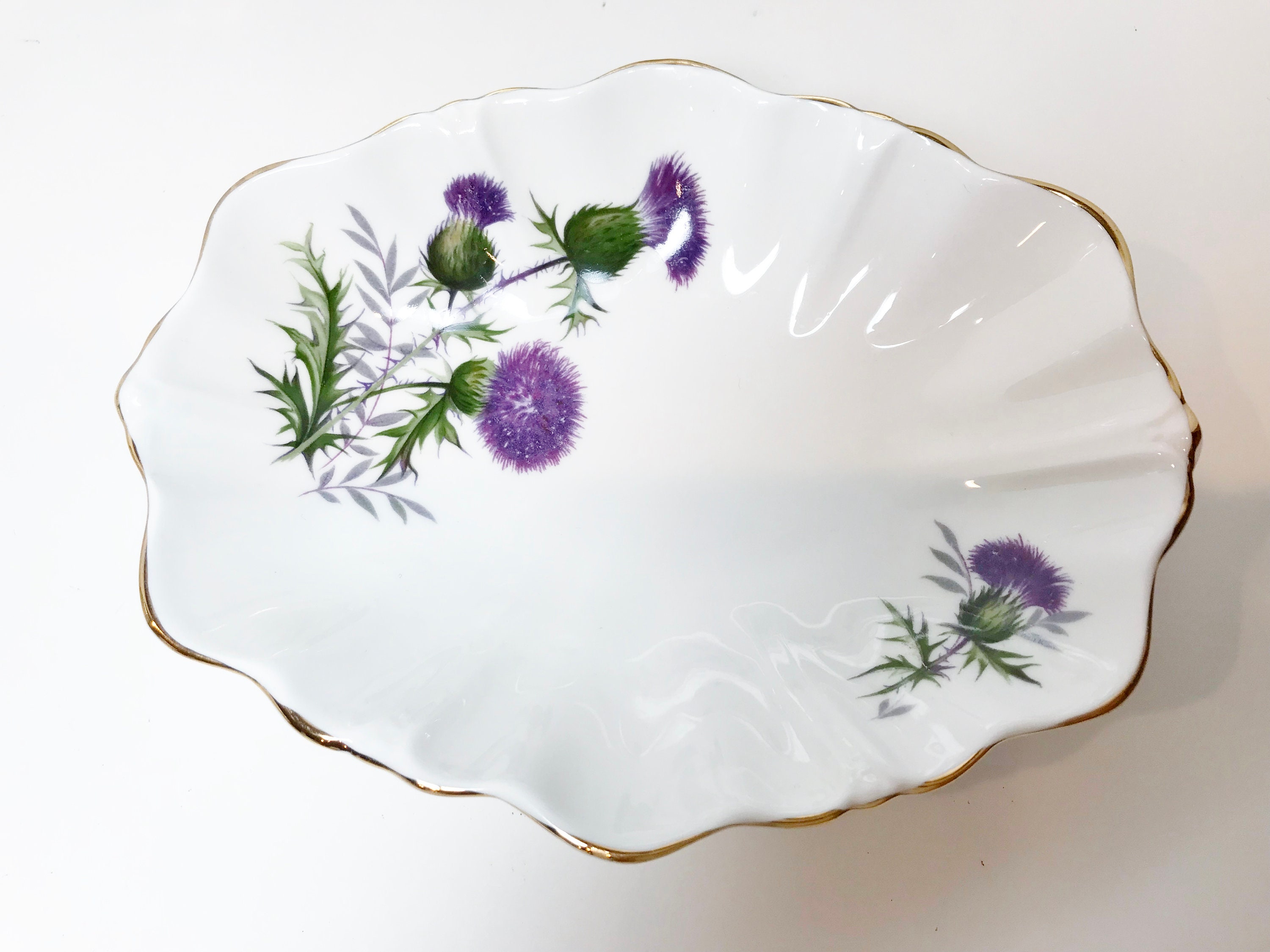 Thistle Plates, Set of 6 Plates, Thistle Pattern, Scottish Plates, Bone
