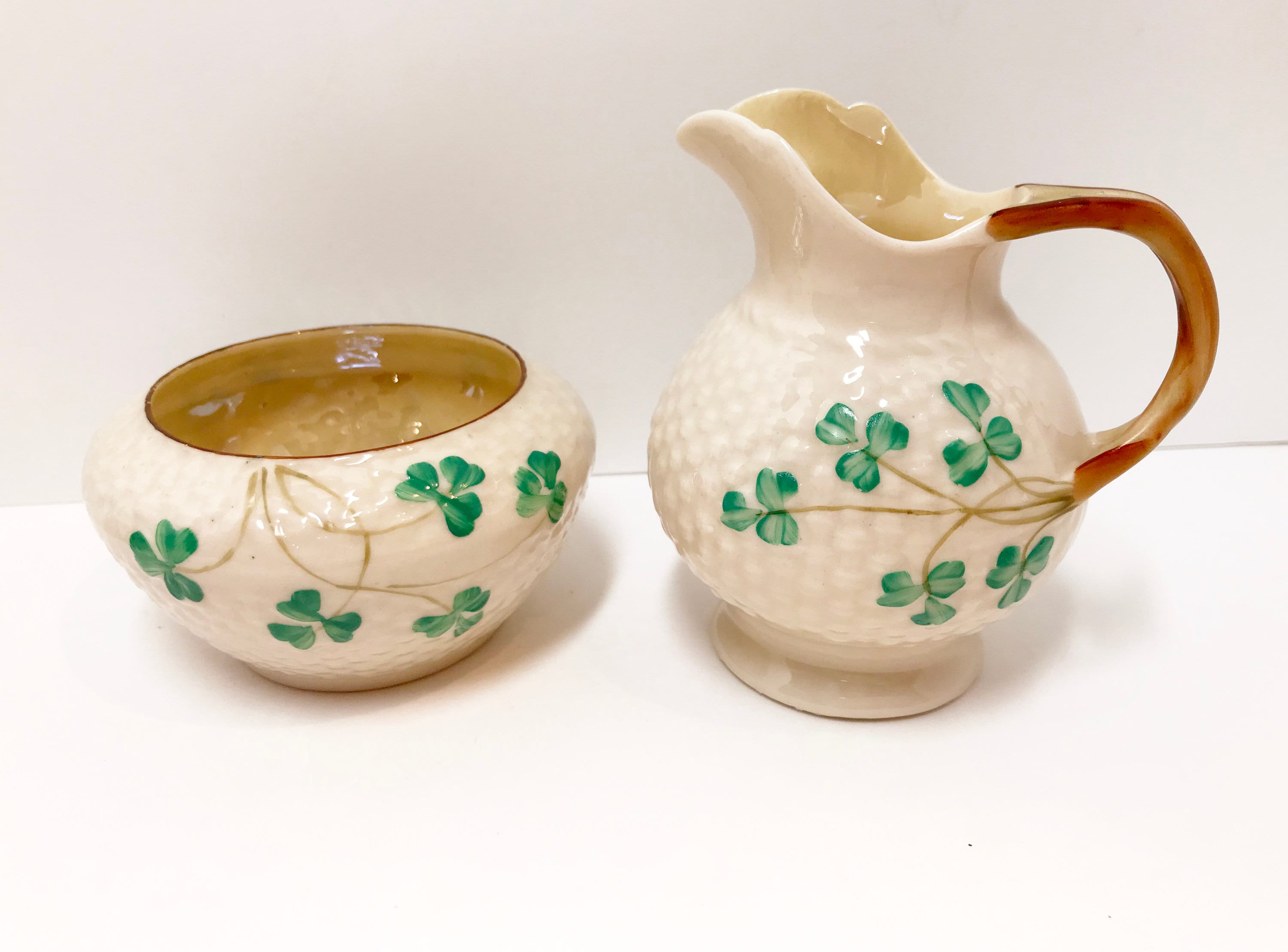 RARE One Person Shamrock Belleek Teapot, Belleek Tea Set, Irish Teapot