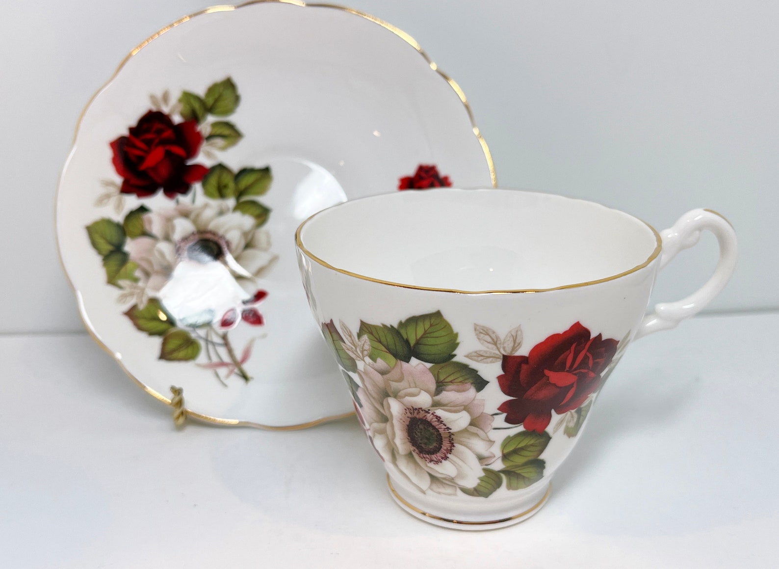 Royal Ascot Tea Cup and Saucer Roses Tea Cup Floral Tea Etsy