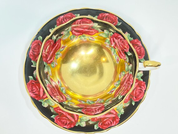 Very Rare Paragon Teacup and Saucer, Gold Rose Teacup, Gift for Her, Anniversary Gift, Hand Painted, Birthday Gift, Gift for Sweetheart