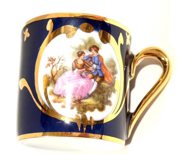 Limoges Demitasse, Porcelain de Limoges, Gift for Her, French Demitasse, Birthday Gift, Gift for Friend, Loving Couple, Anniversary Gift
