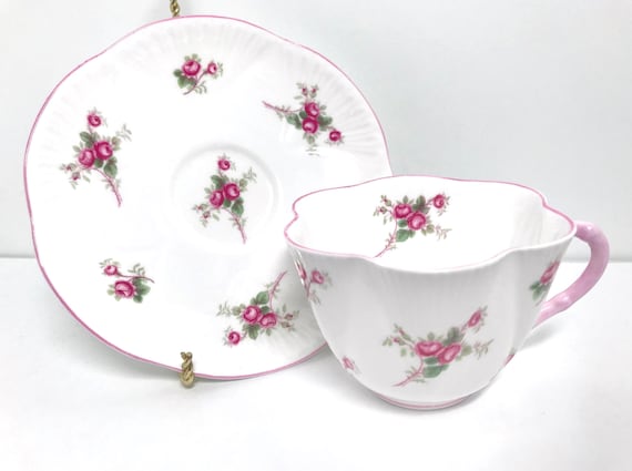 Shelley Bridal Rose Teacup and Saucer, English Bone China