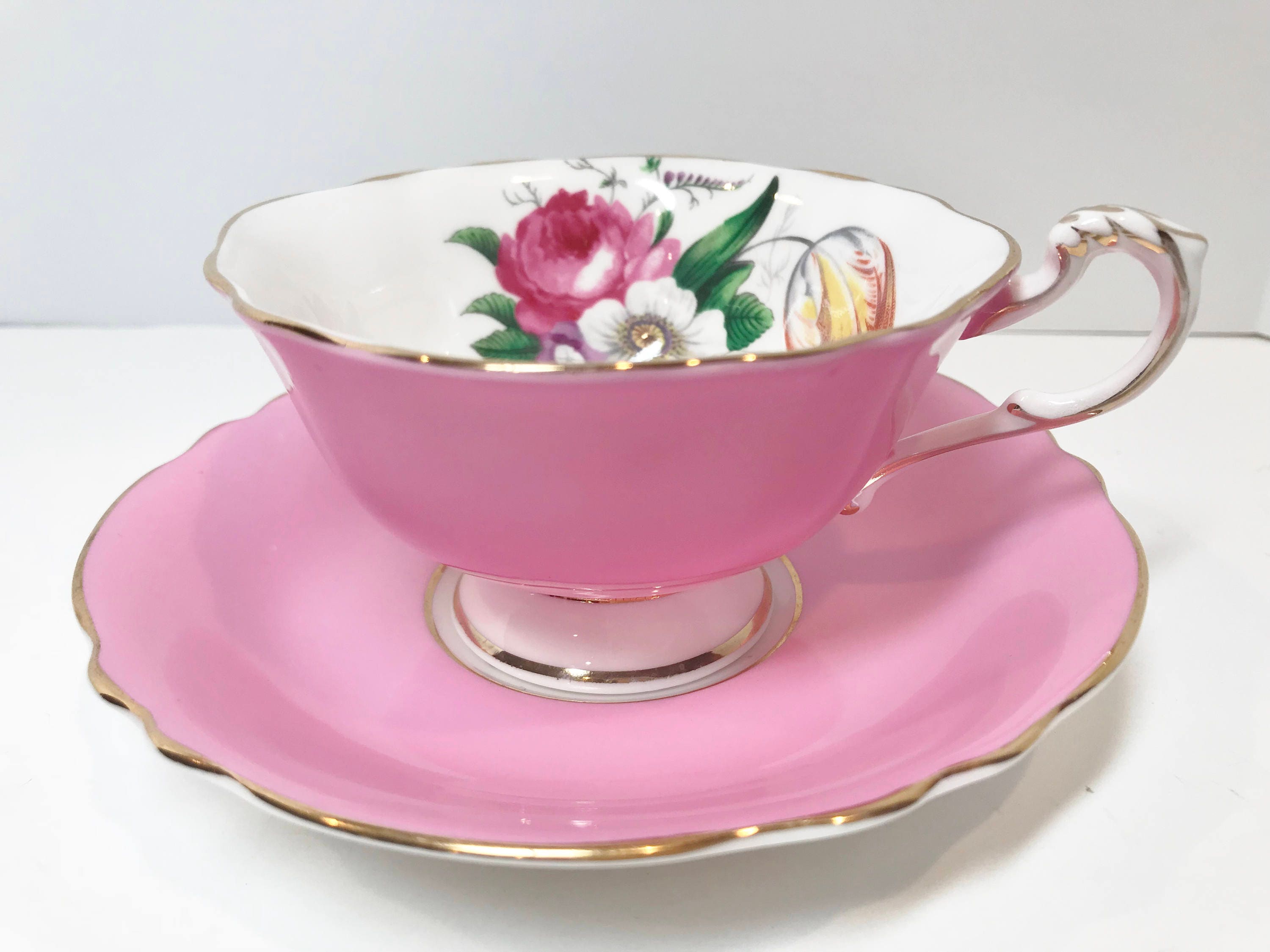Antique Paragon Tea Cup and Saucer, Pink Paragon Cups, Double Warranty