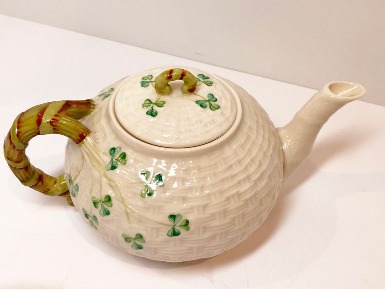 Small Shamrock Belleek Teapot Irish Teapot Belleek China Etsy