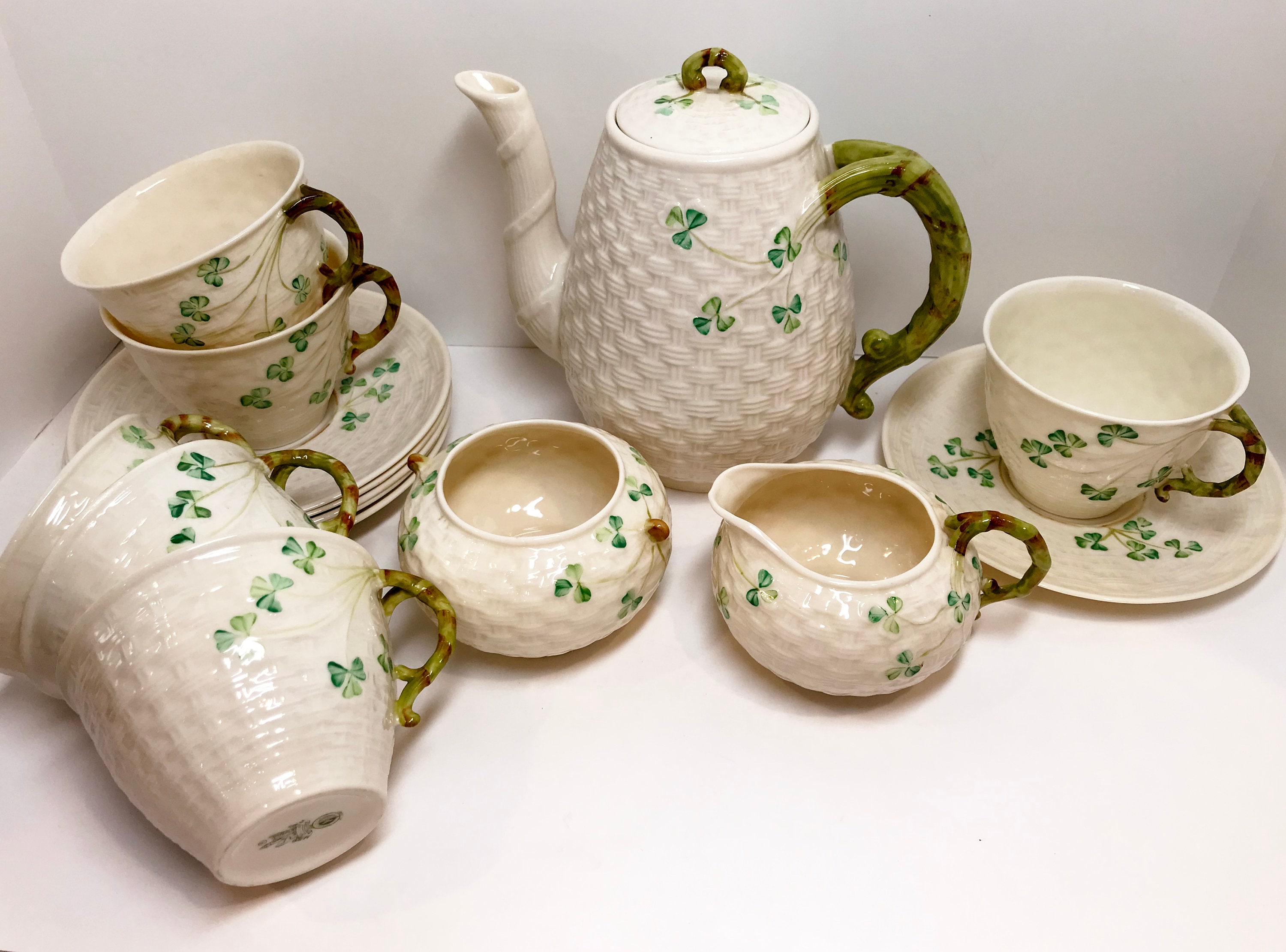 Reserved for SR, Belleek Coffee Set, Shamrock Ware Coffee Set, Belleek