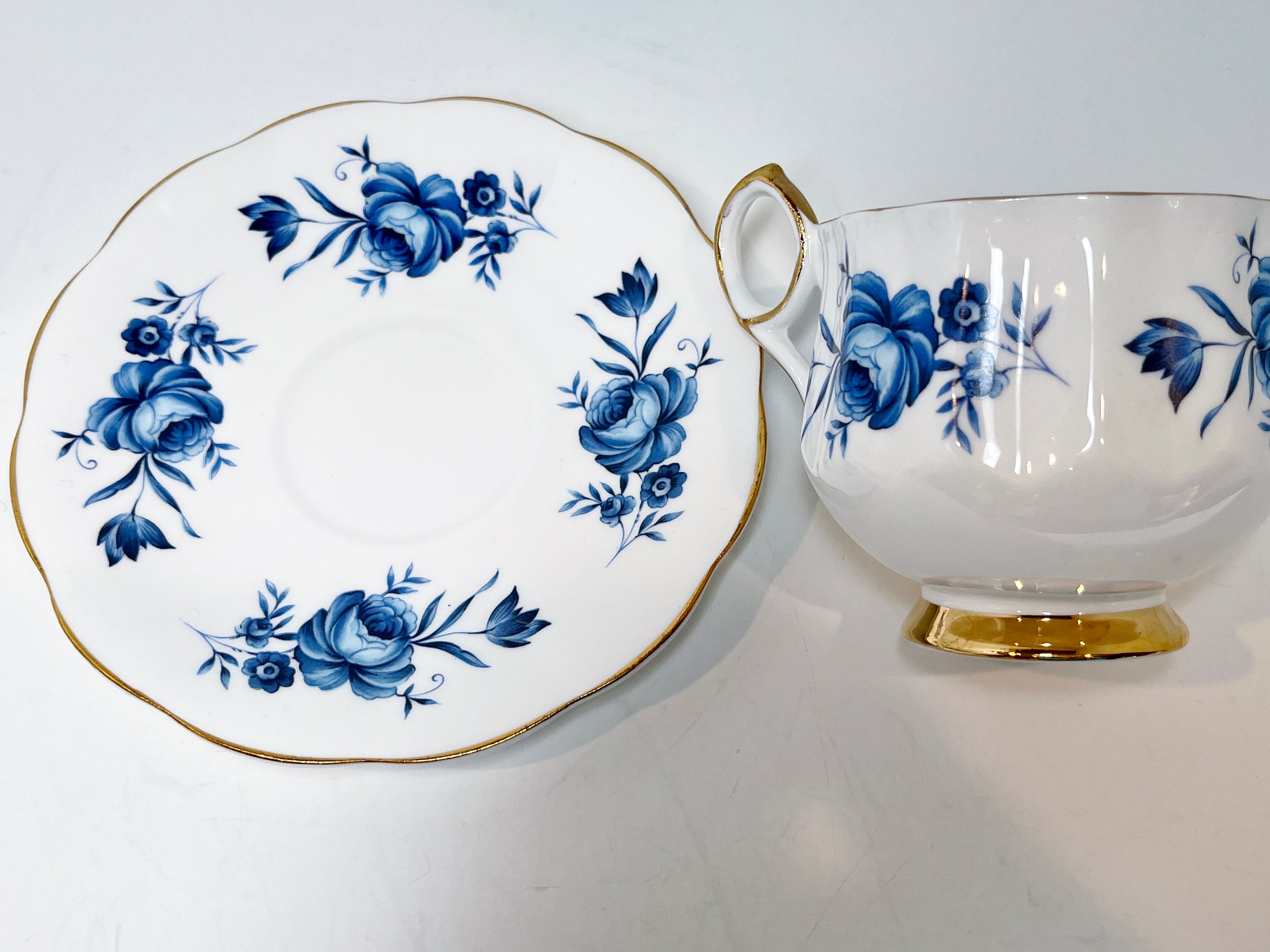 Friendship Cup, Elizabethan Tea Cup, Blue White Ware, Blue Rose Tea Cups, Antique Tea Cups