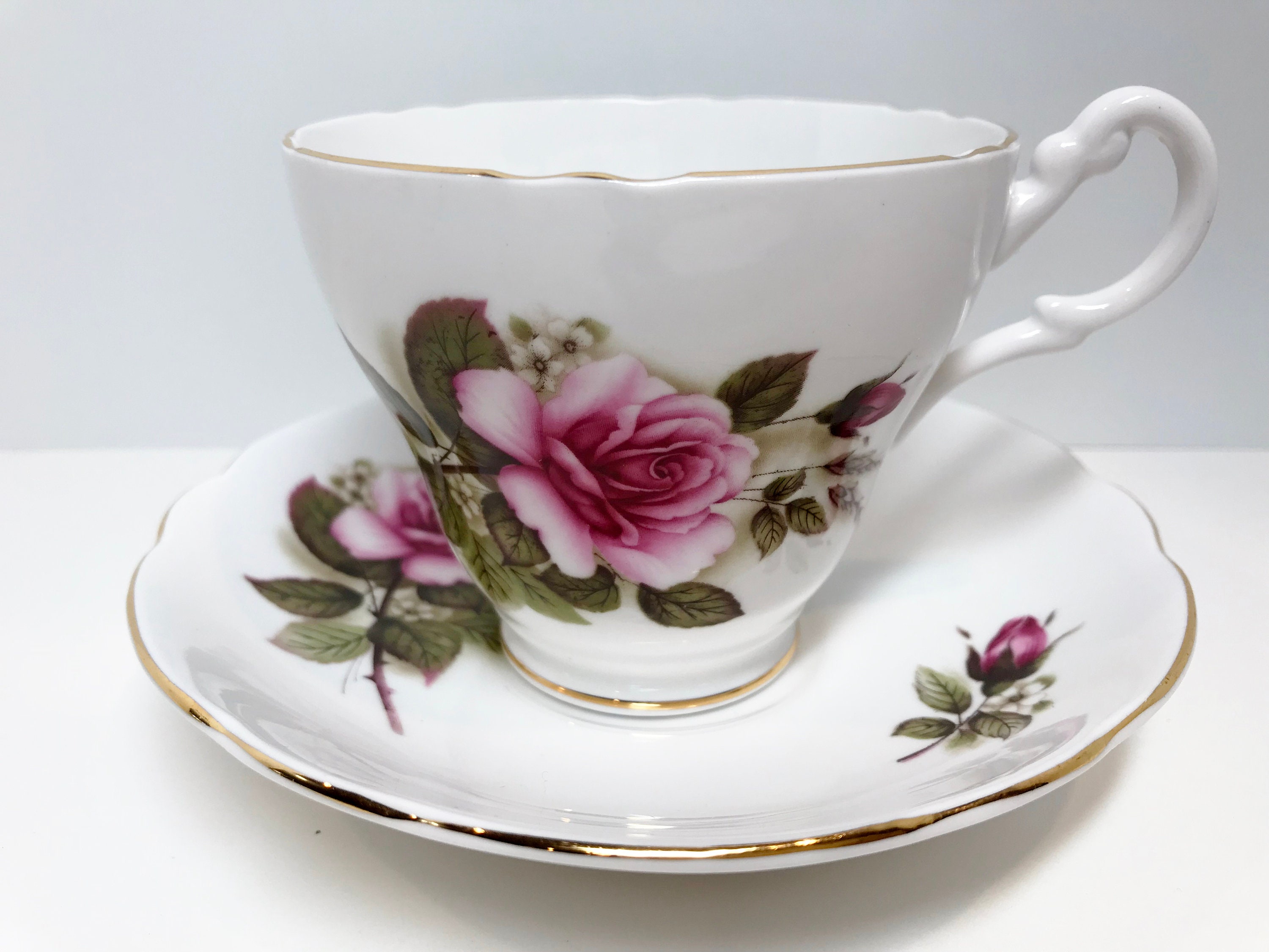 Royal Ascot Tea Cup And Saucer Pink Rose Cups English Bone China Vintage Tea Cups Antique 