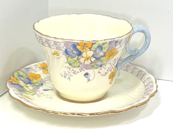 Paragon Teacup and Saucer, Double Warrant, Violetta Pattern, Antique Teacup, Housewarming Gift, Anniversary Gift, Gift for Her