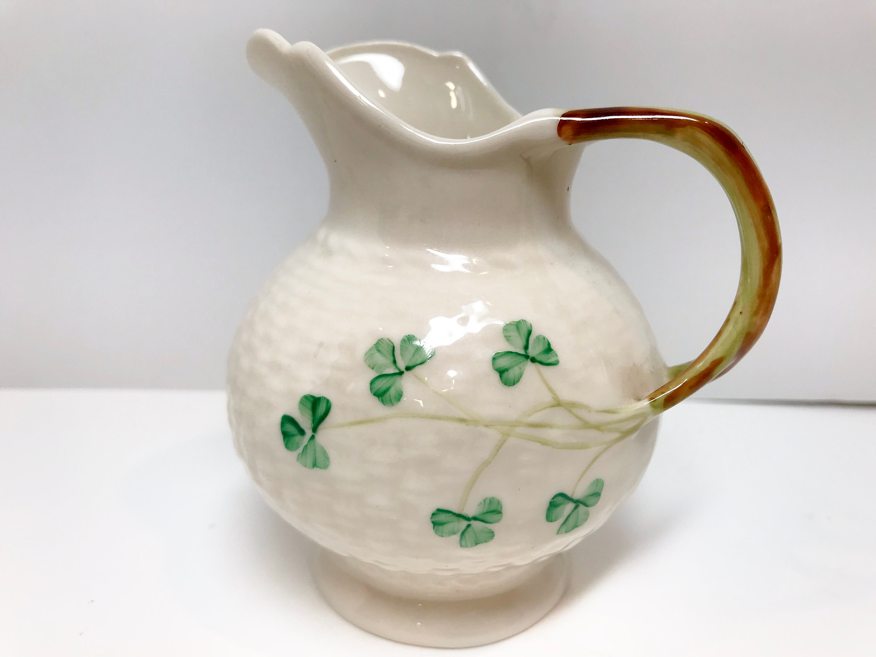 Lucky Shamrock Pitcher, Belleek Creamer, Shamrock Ware Cream Pitcher