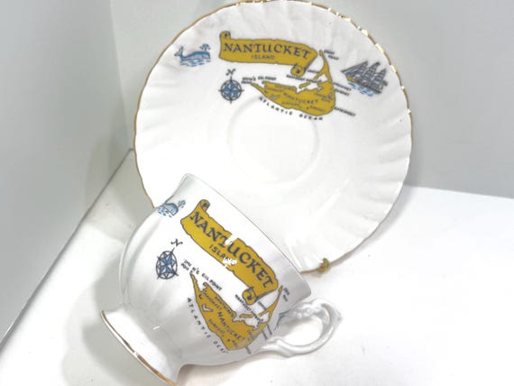 Nantucket Teacup and Saucer, Nantucket, Enco National Teacup and Saucer, Gift for Her, Anniversary Gift, Birthday Gift, Gift for Him