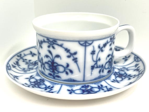 Royal Bayreuth Teacup and Saucer, Bavarian Teacup, Tettau, Blue White Ware, Gift for Her, Anniversary Gift
