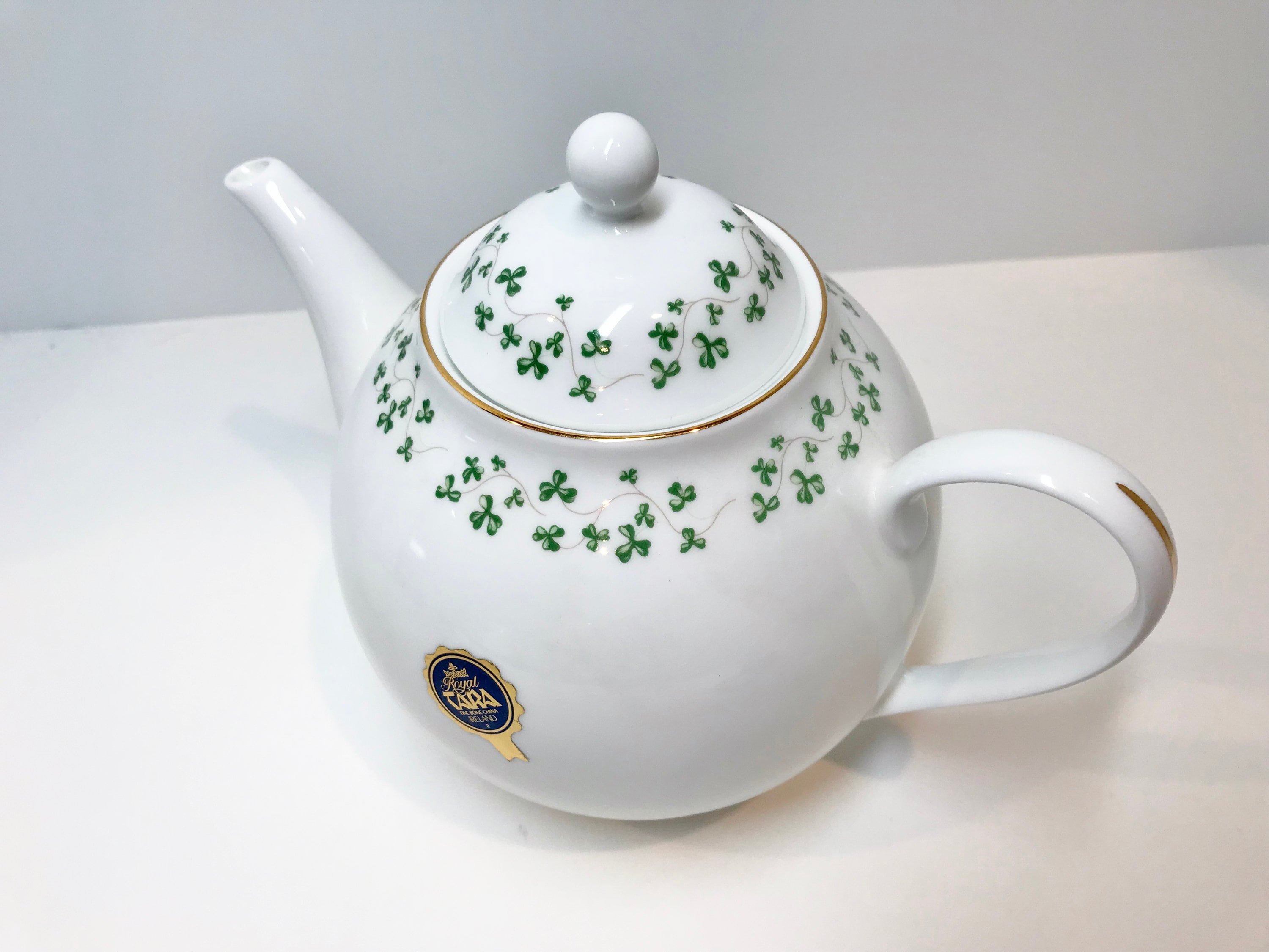 Royal Tara Teapot, Tara Shamrock Teapot, Irish Bone China Teapot