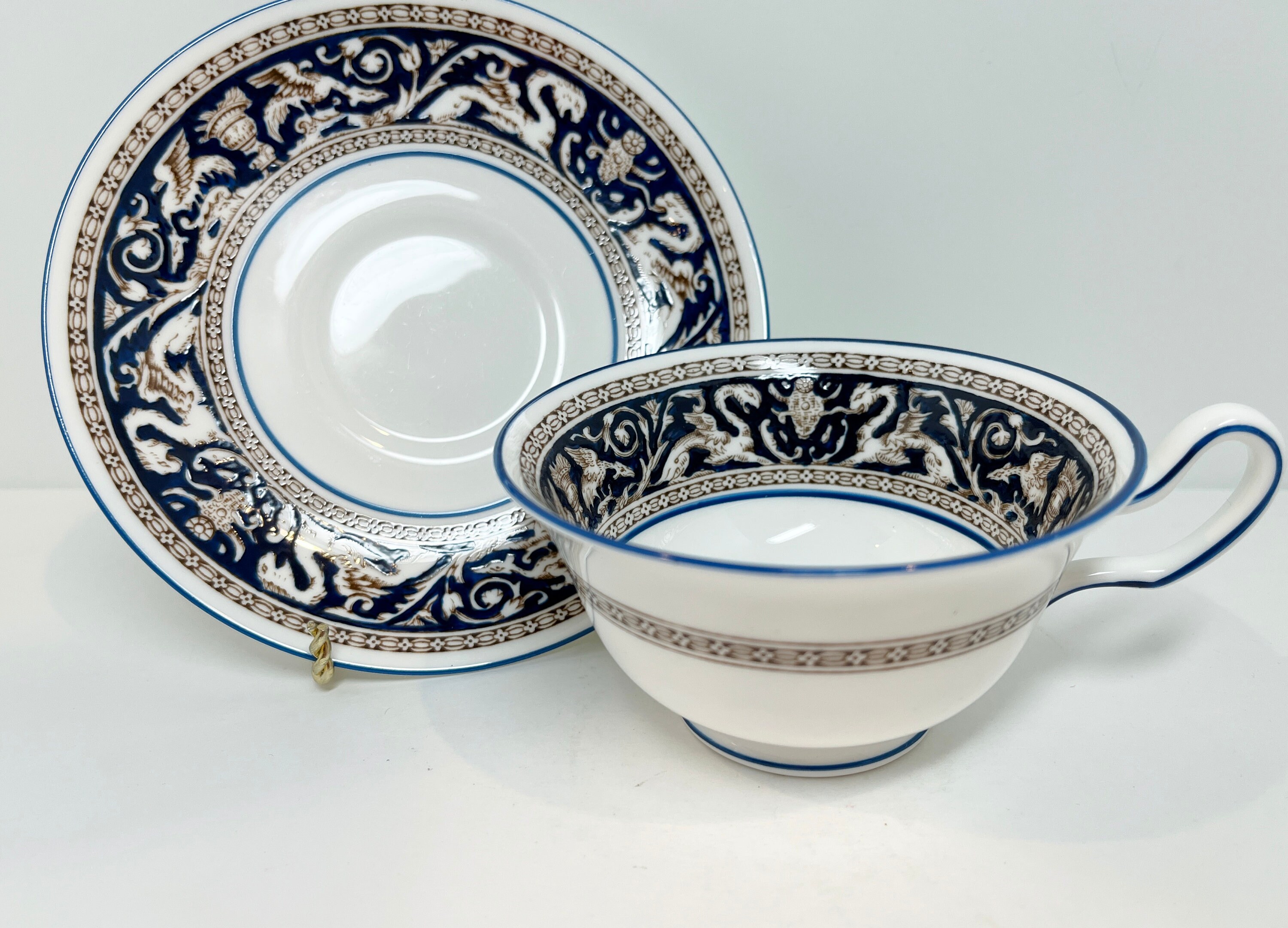 Wedgwood Dragon Teacup Wedgwood Teacup and Saucer Brown Dragon Pattern