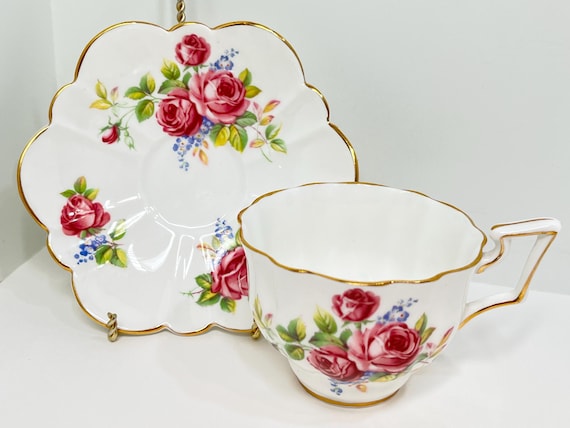 Bridal Spray Pattern, Salisbury Tea Cup and Saucer, Antique Teacup Vintage, Floral Tea Cup, Gift for Her, Hostess Gift, Housewarming Gift