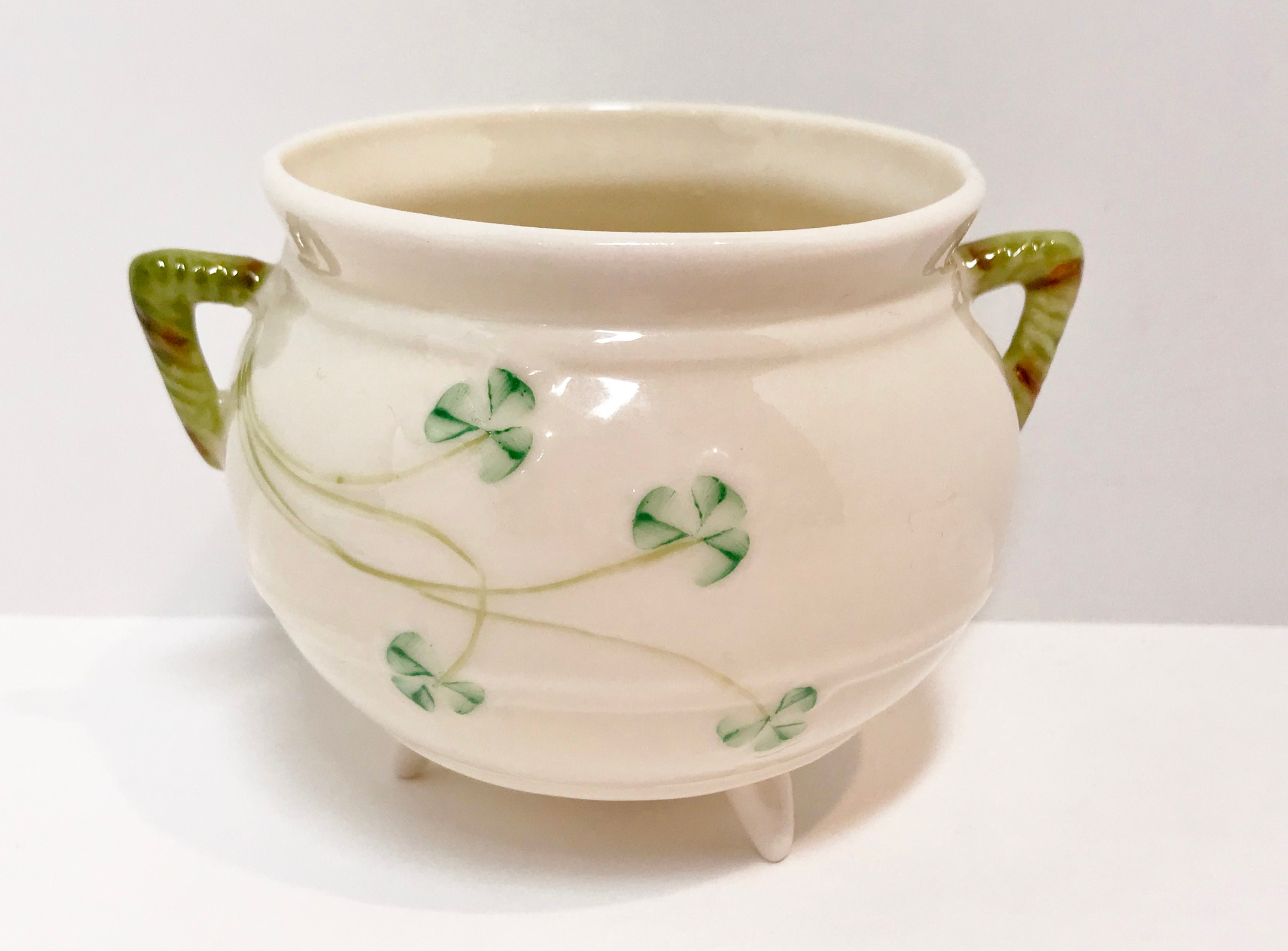 Belleek Bowl, Sixth Green Mark Belleek, Shamrock Ware Sugar Bowl, Irish Sugar Bowl, Made in