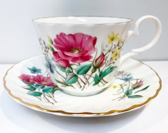 Royal Stuart Tea Cup and Saucer, Floral Tea Cups, English Teacups, Antique Teacups, Bone China Cups, Antique Tea Cups Vintage