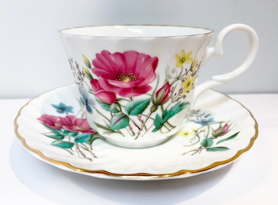 Royal Stuart Tea Cup and Saucer, Floral Tea Cups, English Teacups, Antique Teacups, Bone China Cups, Antique Tea Cups Vintage